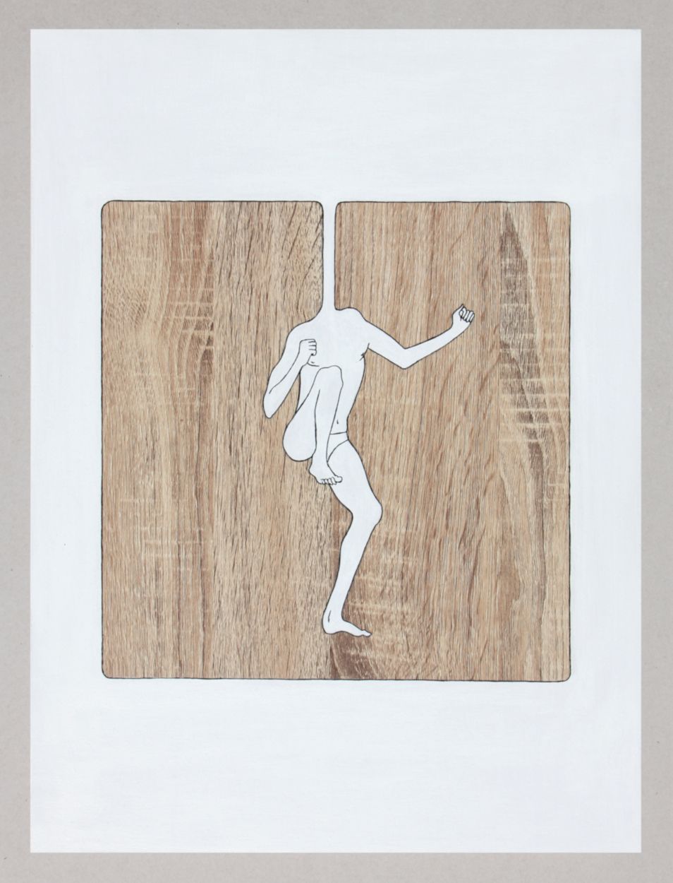 Acrylique, encre de chine sur porte de cuisine, 44 x 38 cm, 2020