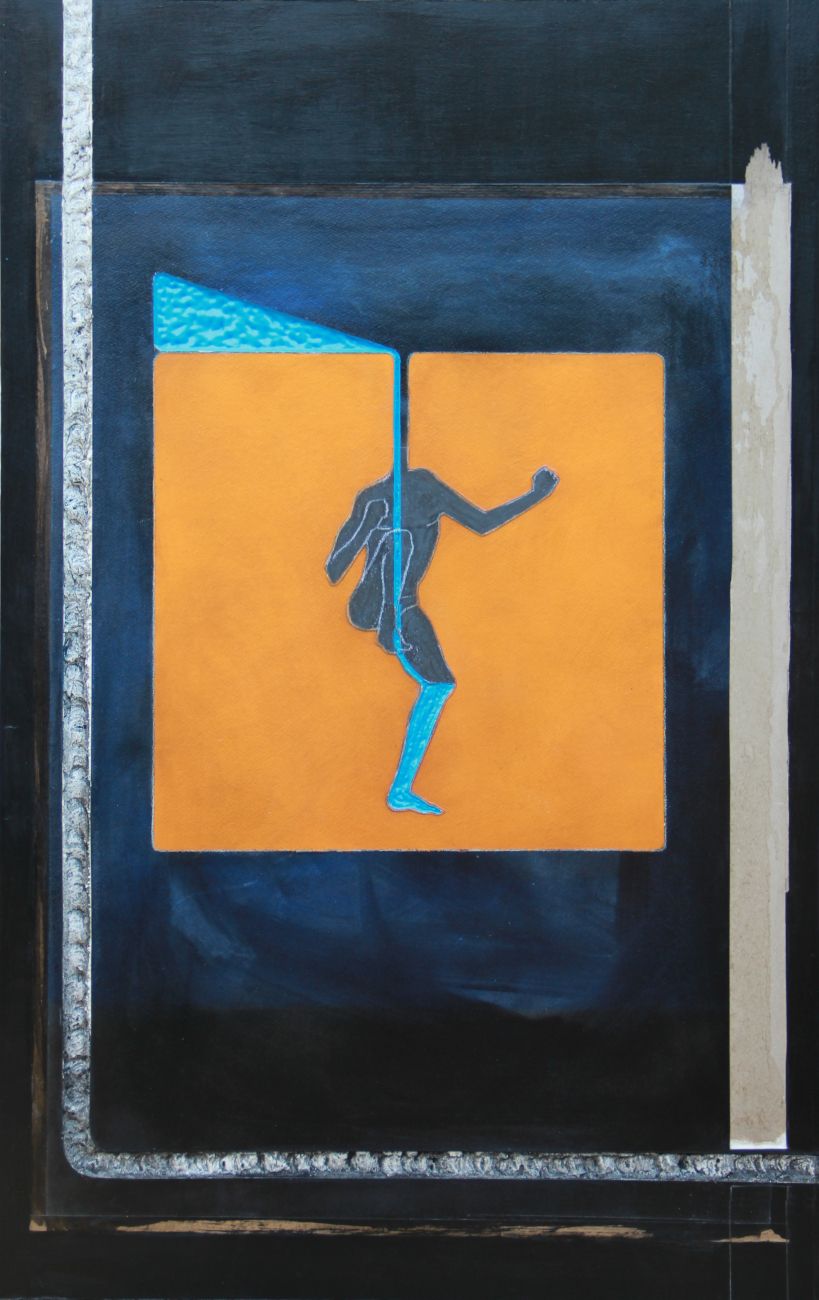 Acrylique, graphite, pastel sur BA 13 gravé, 90 x 60 cm, 2019
